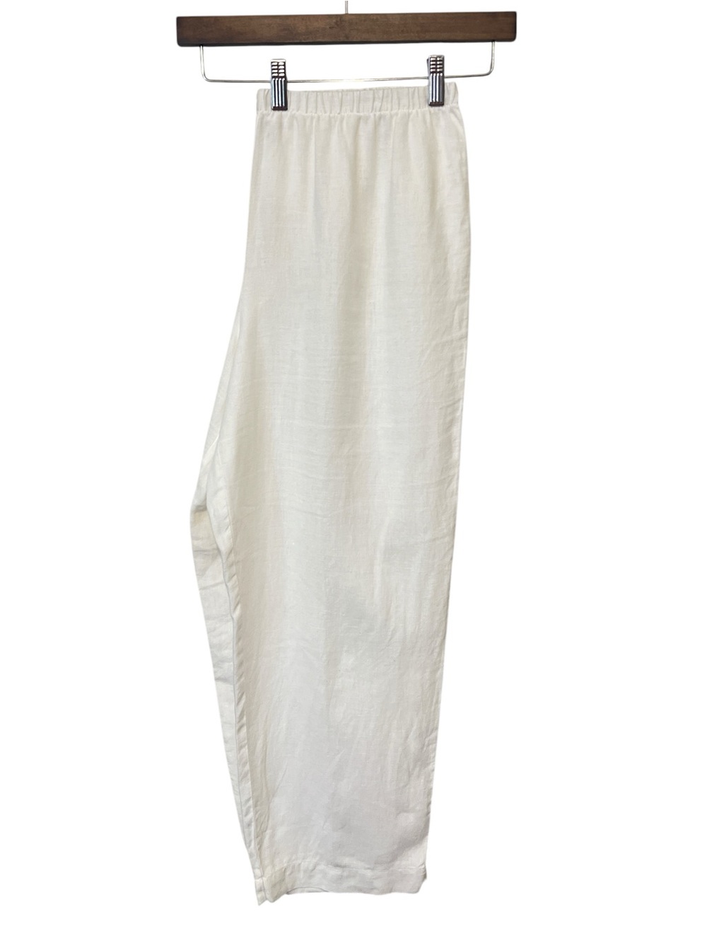 Hot Cotton 100% Linen Pants - Womens XL - White Wide Leg Pull-On Elastic Waist